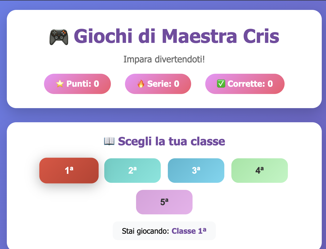 Giochi didattici scuola primaria gratis: matematica, italiano, inglese e scienze dalla 1ª alla 5ª. Impara giocando con Maestra Cris!
